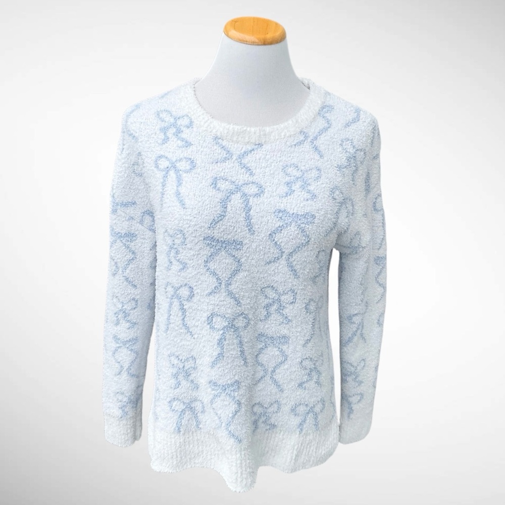 Cupcakes & Cashmere Fleece Pullover Bow Long-Sleeve Sweater
